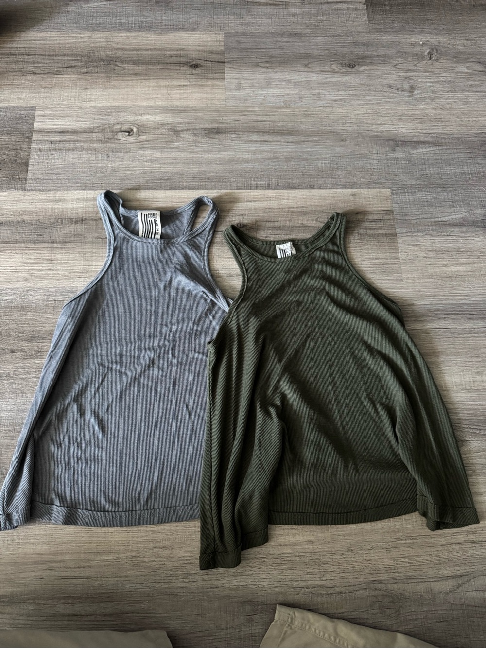Free People Women’s set of 2 Tank Tops XS- Olive Green and Grey